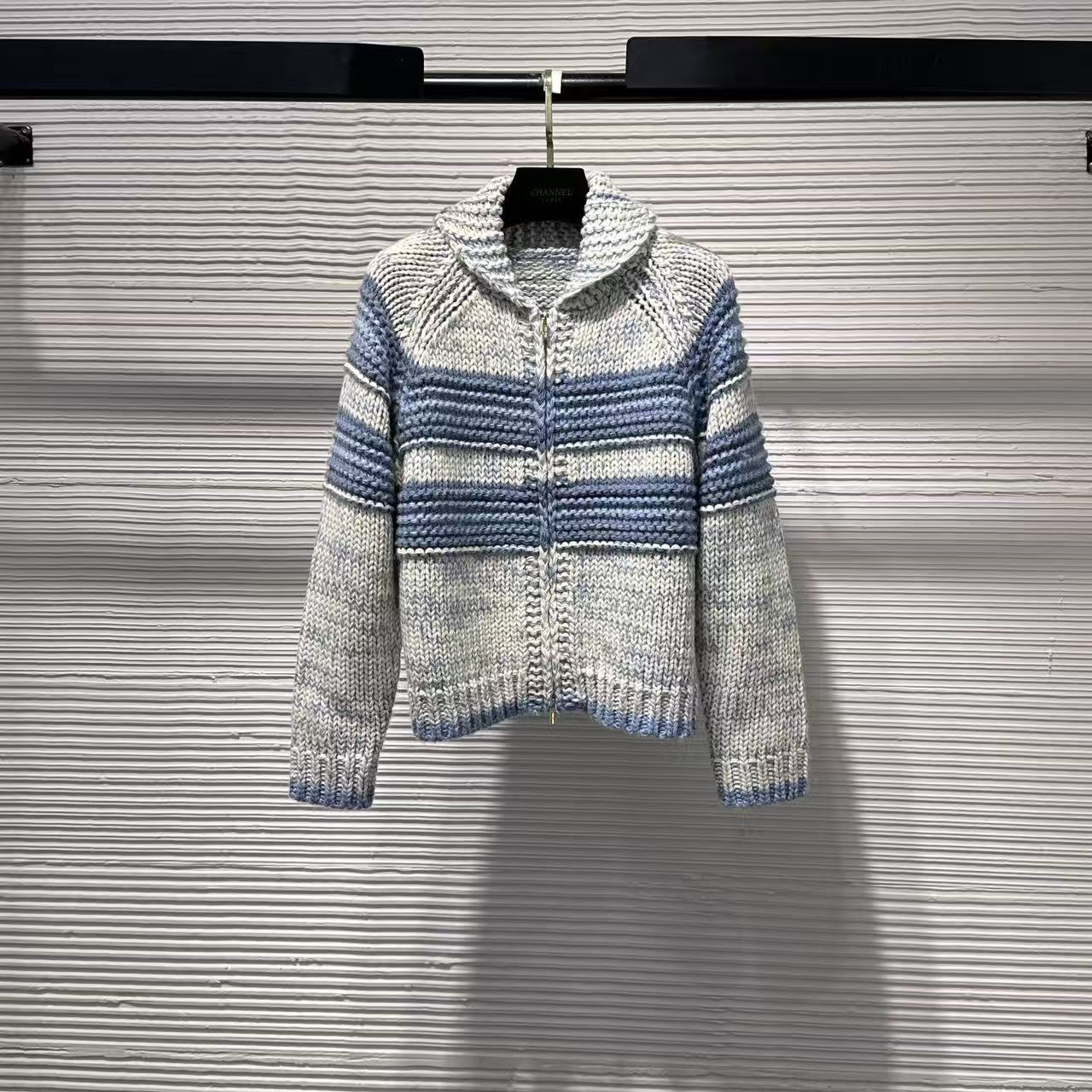 【Da Yang】25时尚冬季常规袖毛针织衫条纹毛衣女装轻奢B303