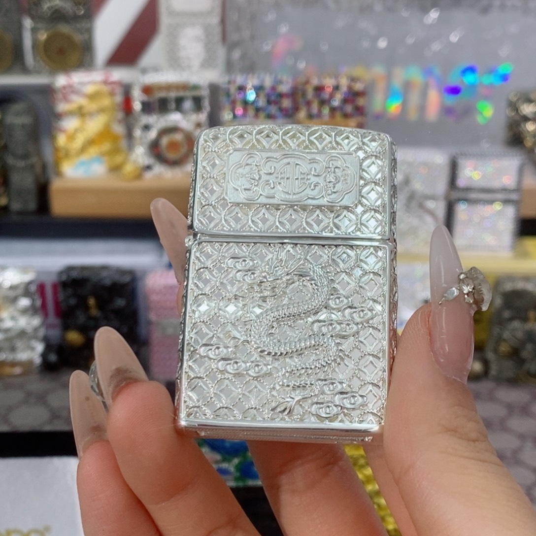 镜面纯银花丝龙整套