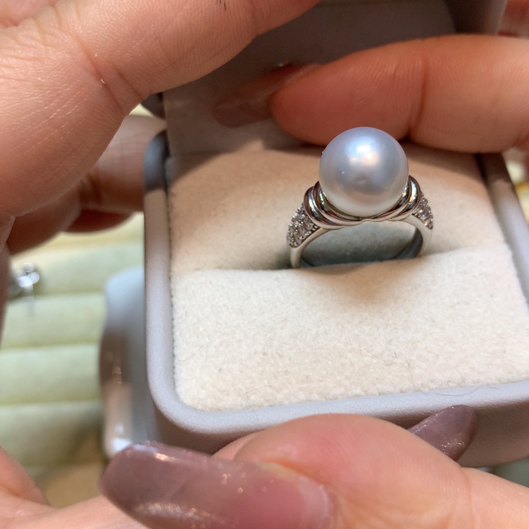 海水珍珠戒指银S925镶嵌