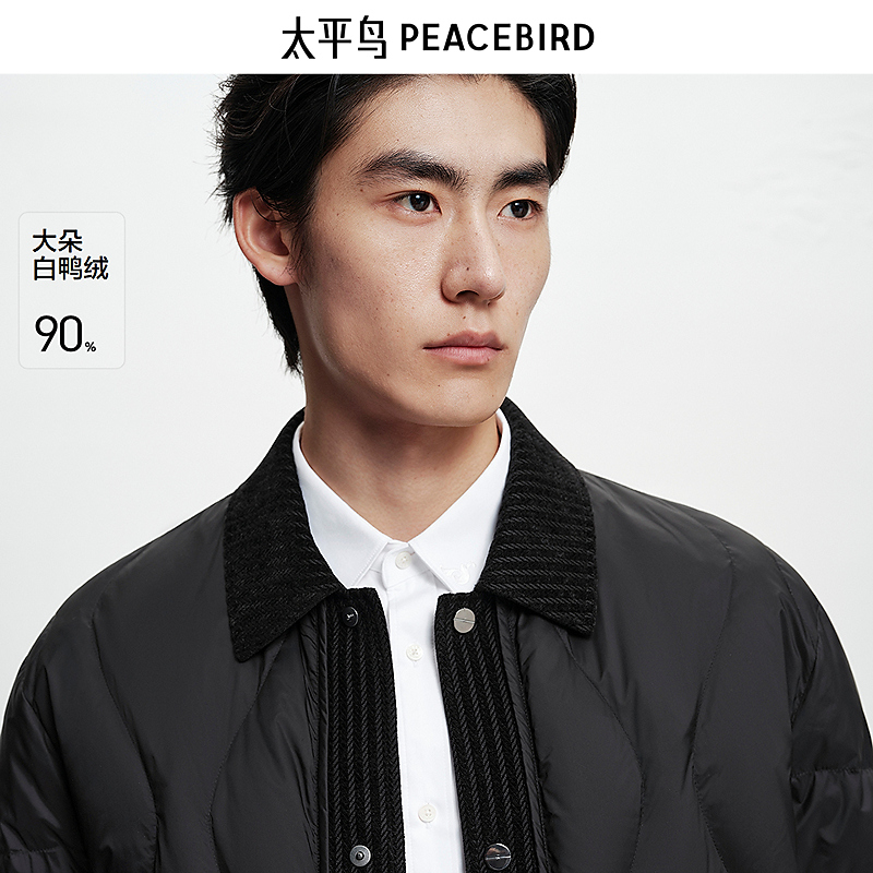 【商场同款】太平鸟男装25冬季新高级款翻领夹克羽绒服B2ACF420D