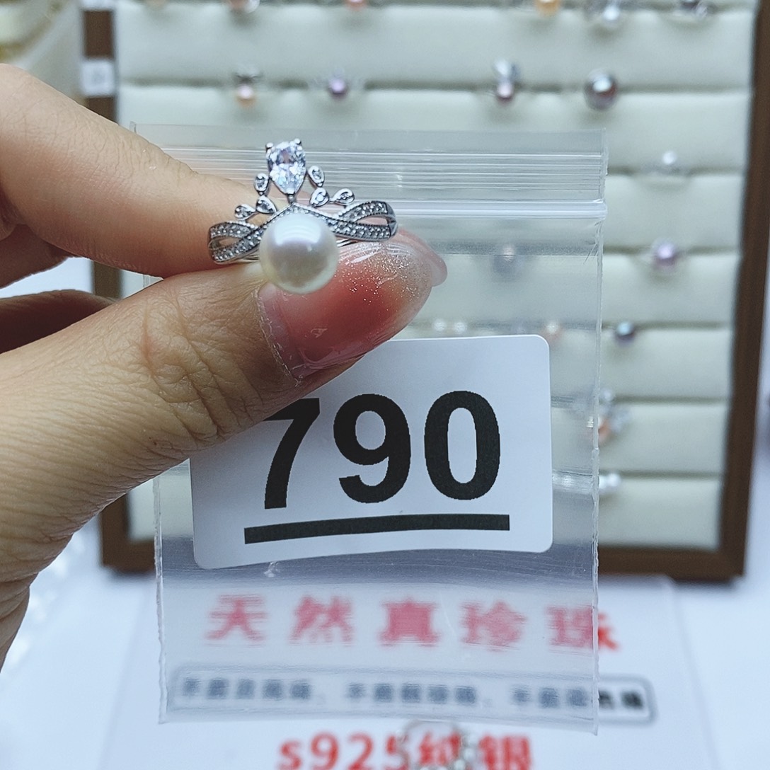 淡水珍珠戒指银S925镶嵌790