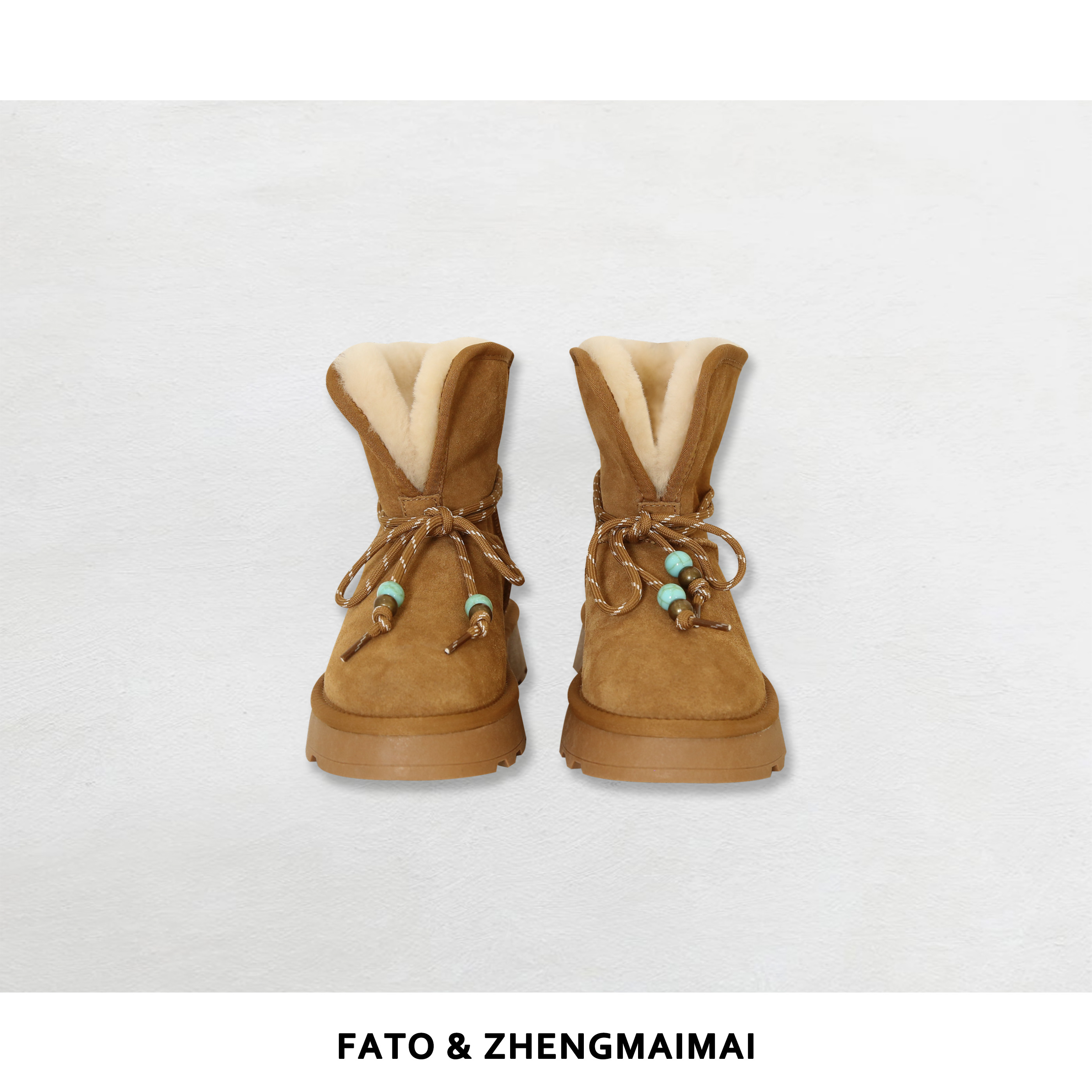 郑买买 彩绳靴 秋冬新款轻奢休闲百搭舒适经典雪地靴 JL51005XZ