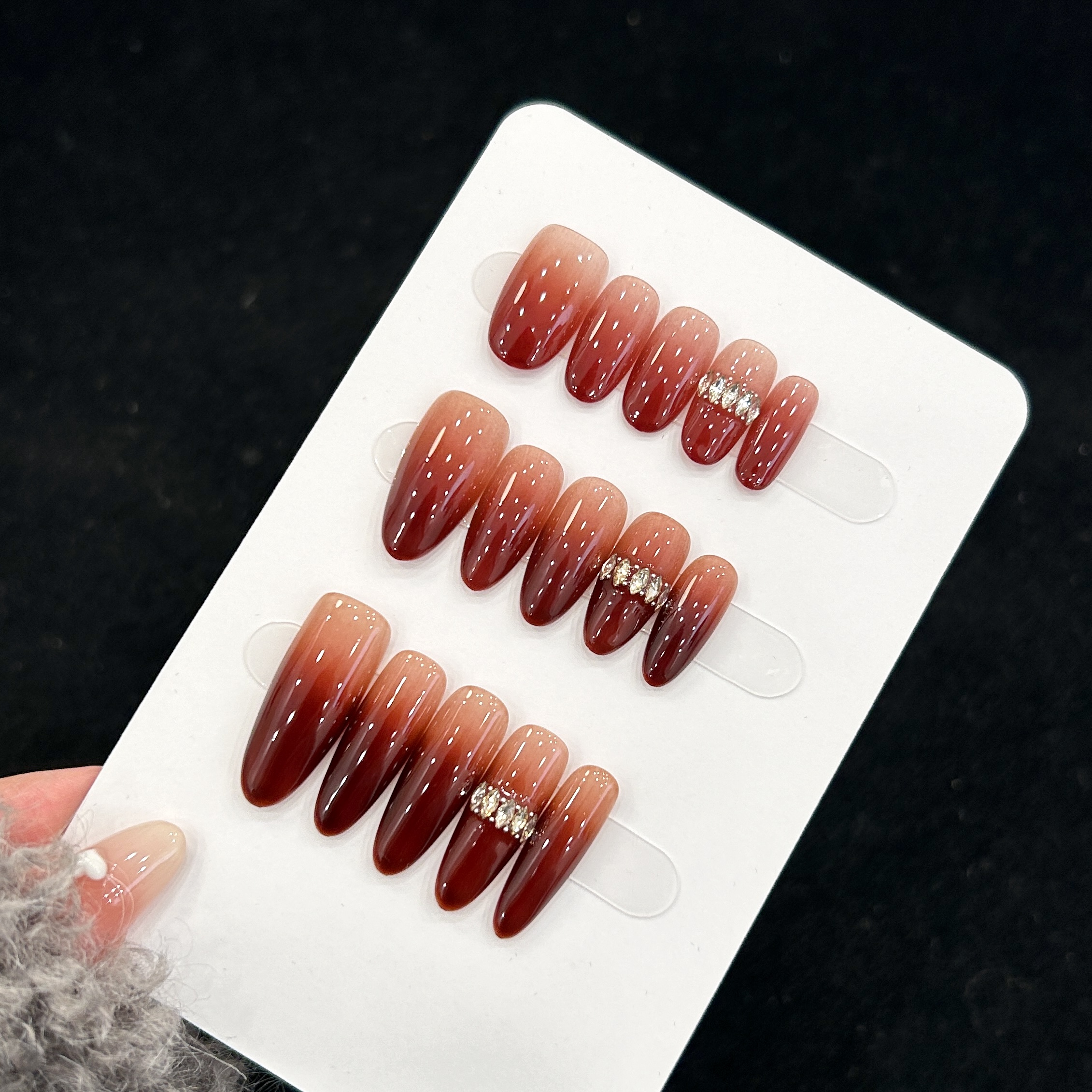 【红昭愿】蓝珊手工穿戴甲秋冬显白简约纯欲气质百搭美甲贴片