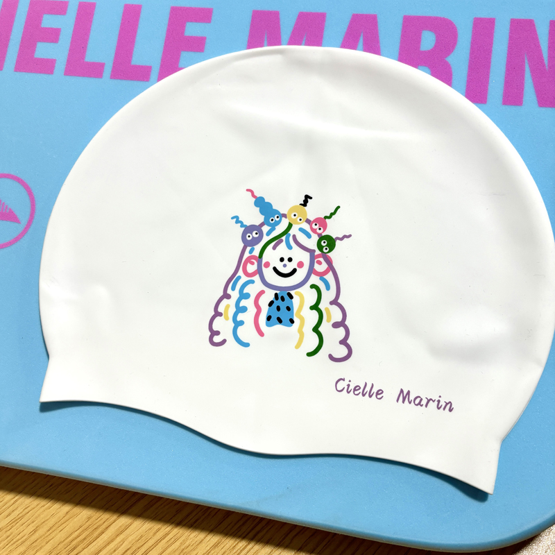 ciellemarin喜马林硅胶防水魔法女孩帽大号护耳泳帽加大版泳帽