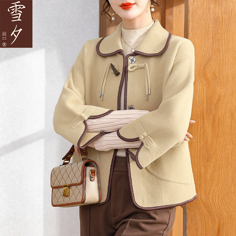 妈妈秋装2025新款水貂绒气质外套短款中老年女装加厚针织毛呢上衣