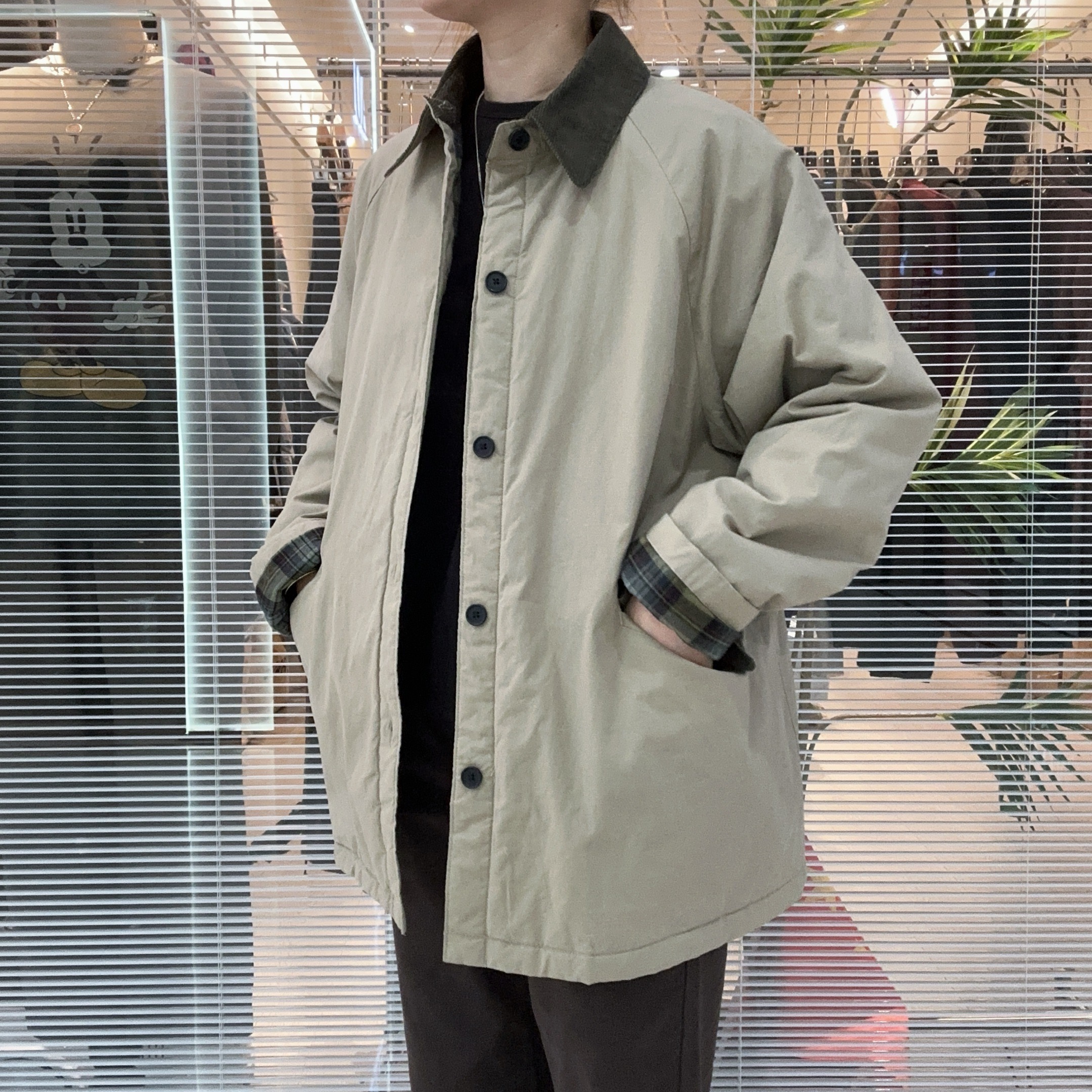 桃喜   设计师款做旧感翻领棉服外套