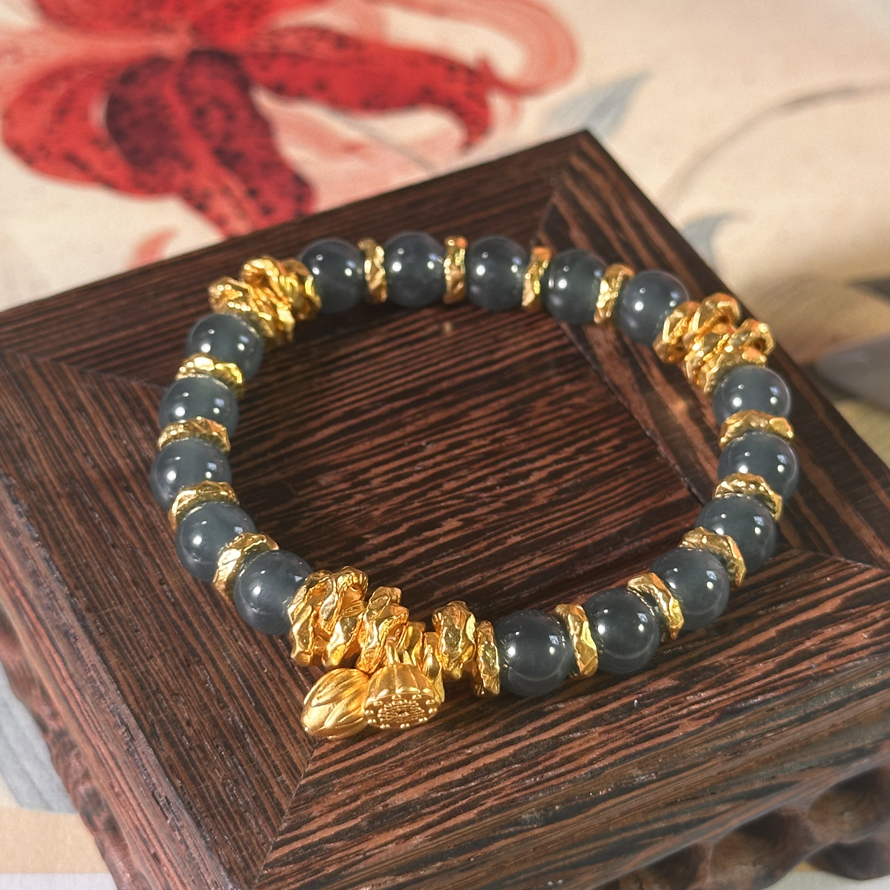 【菲菲】爱一  足金999黄金 小翡盘缠隔片两世欢手串/J1