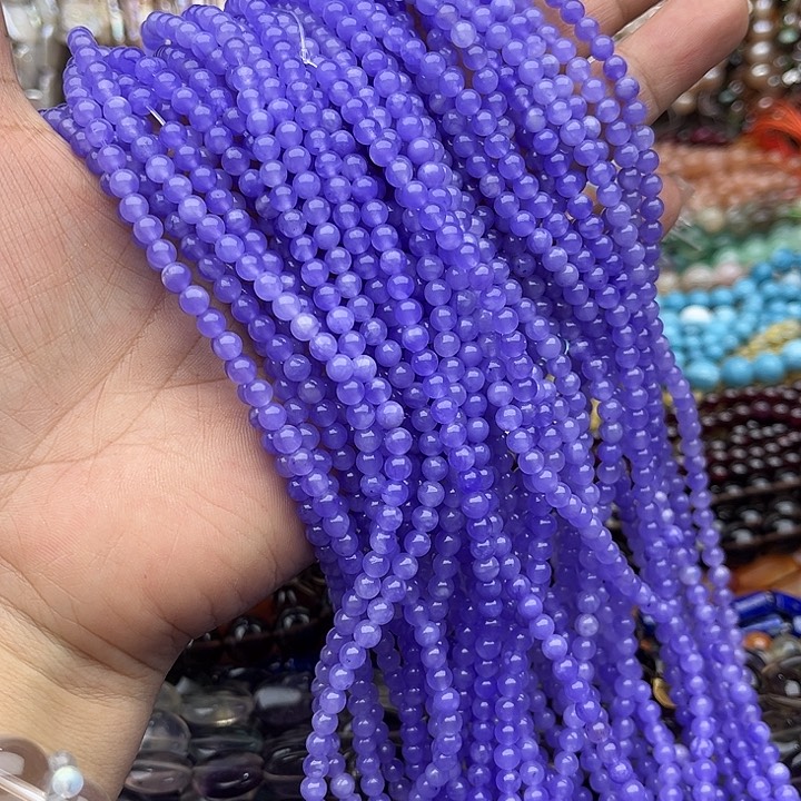 玛瑙/玉髓未镶嵌珠宝半成品2条4mm紫玉