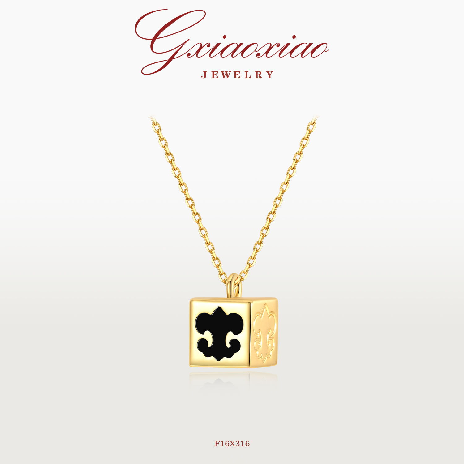 G XIAOXIAO项链 气质复古高级方形鸢尾花项链 F16X316 F16X317
