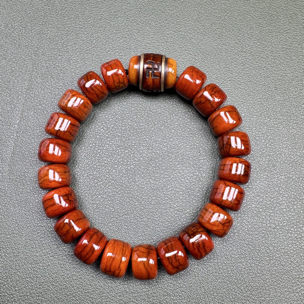 藏式骨质万字手串 （深）