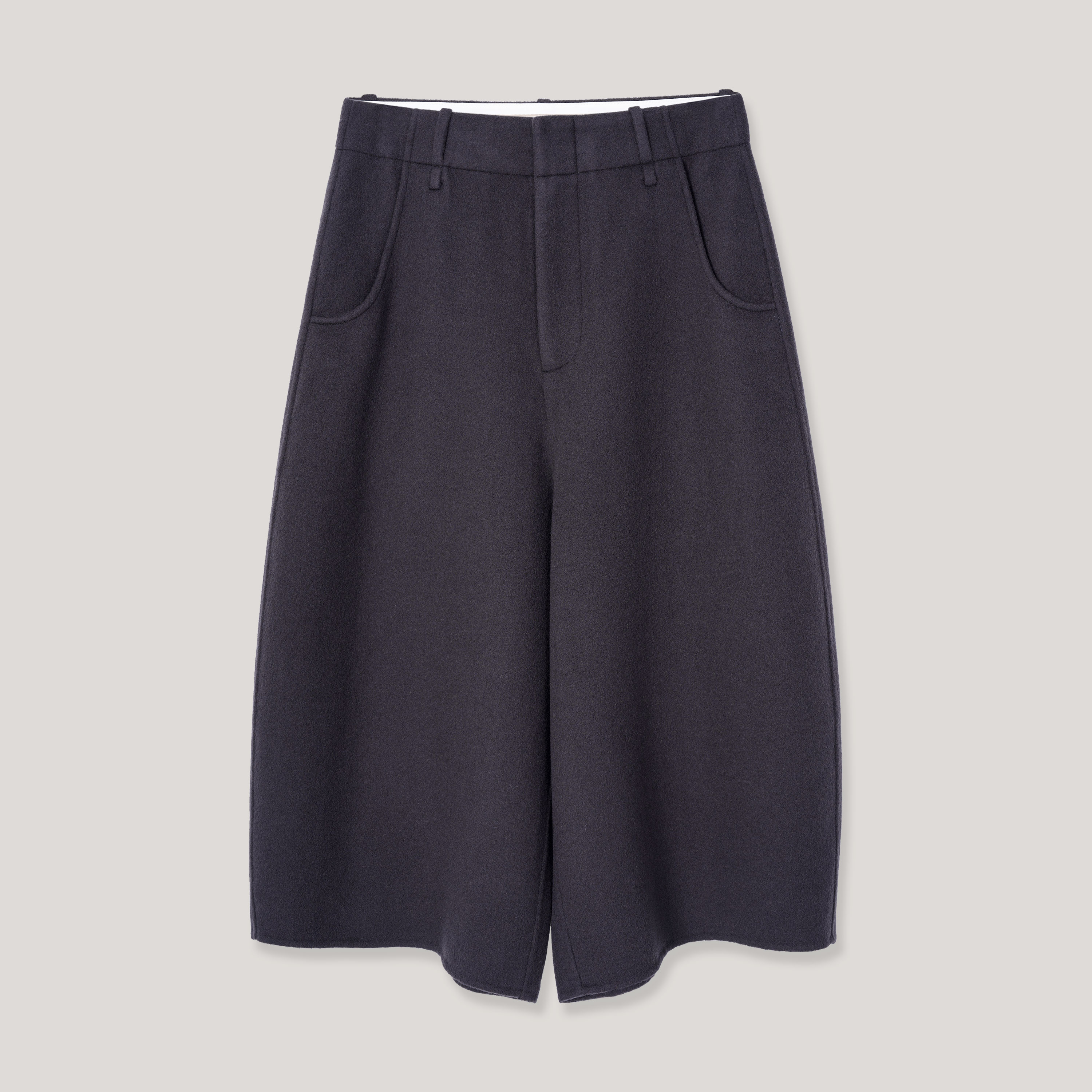  薄暮白山羊绒澳毛混织轻暖文艺腔调质感小众设计感阔腿慵懒8分裤