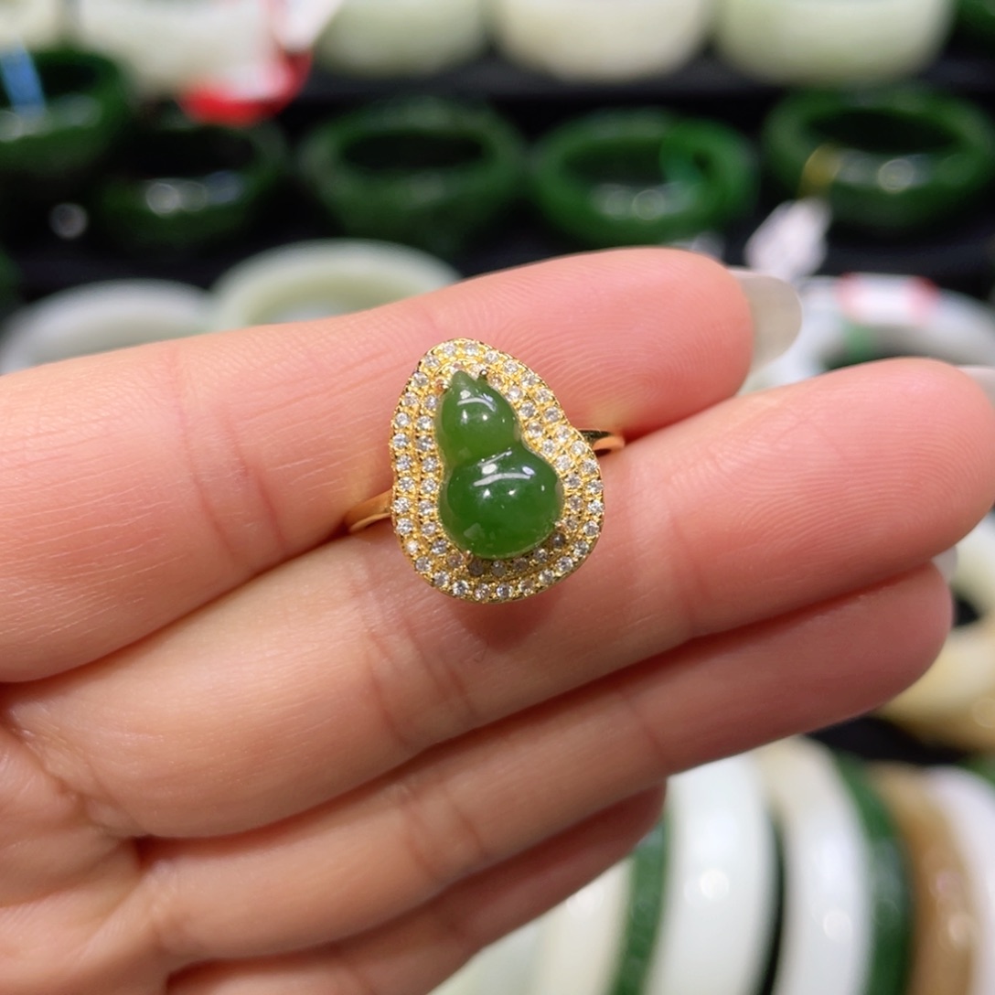 银S925镶嵌戒指和田玉