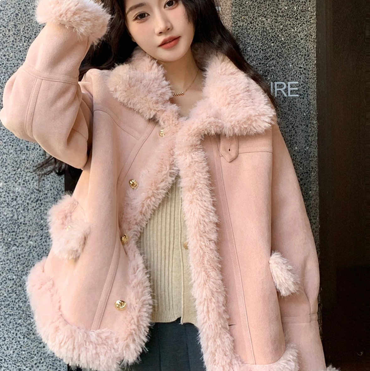 冬季新款皮毛一体洋气保暖百搭时尚加厚气质外套女126