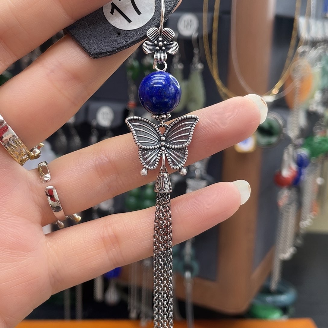 青金石耳饰银S925镶嵌韩*韩836yjjjjhk