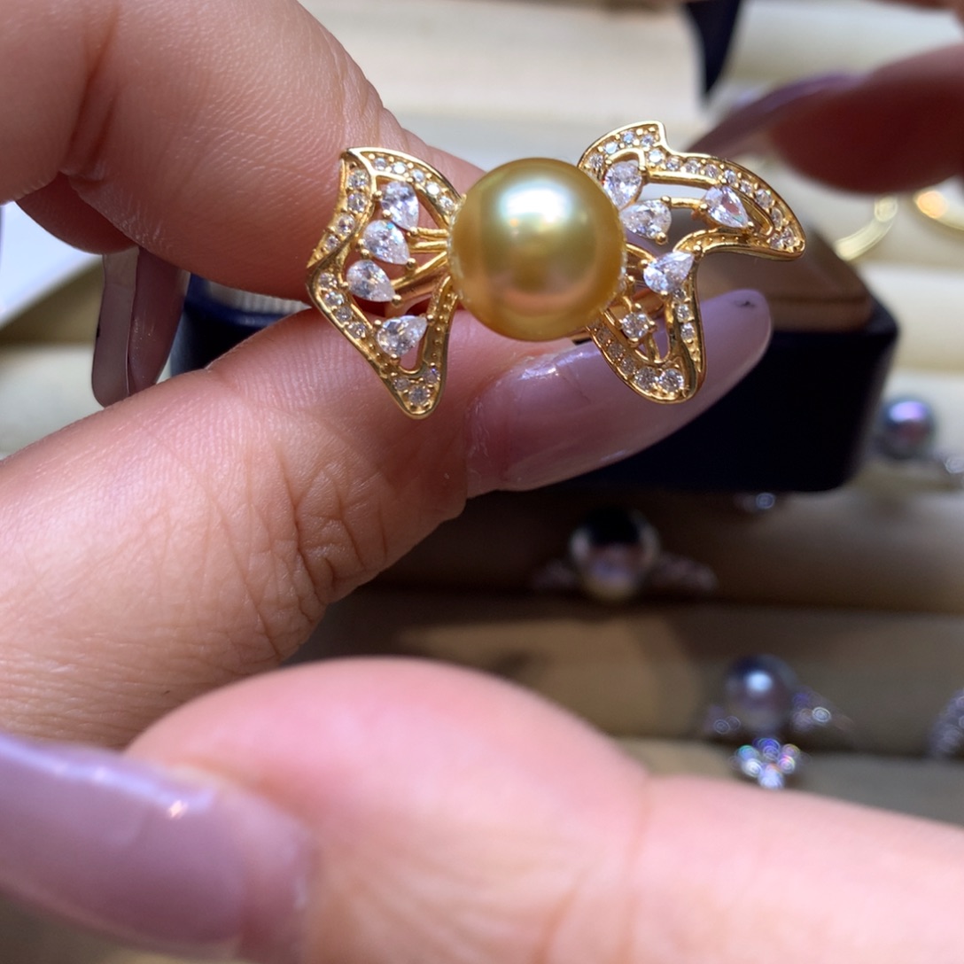 银S925镶嵌戒指海水珍珠