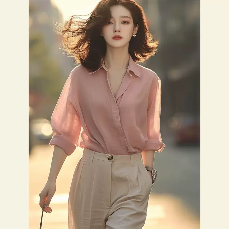衬衫短袖上衣气质衬衣夏季小众宽松