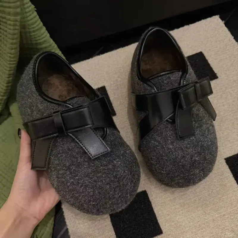 加绒保暖勃肯鞋舒适圆头厚底毛毛棉鞋一字扣带懒人鞋内增高单鞋