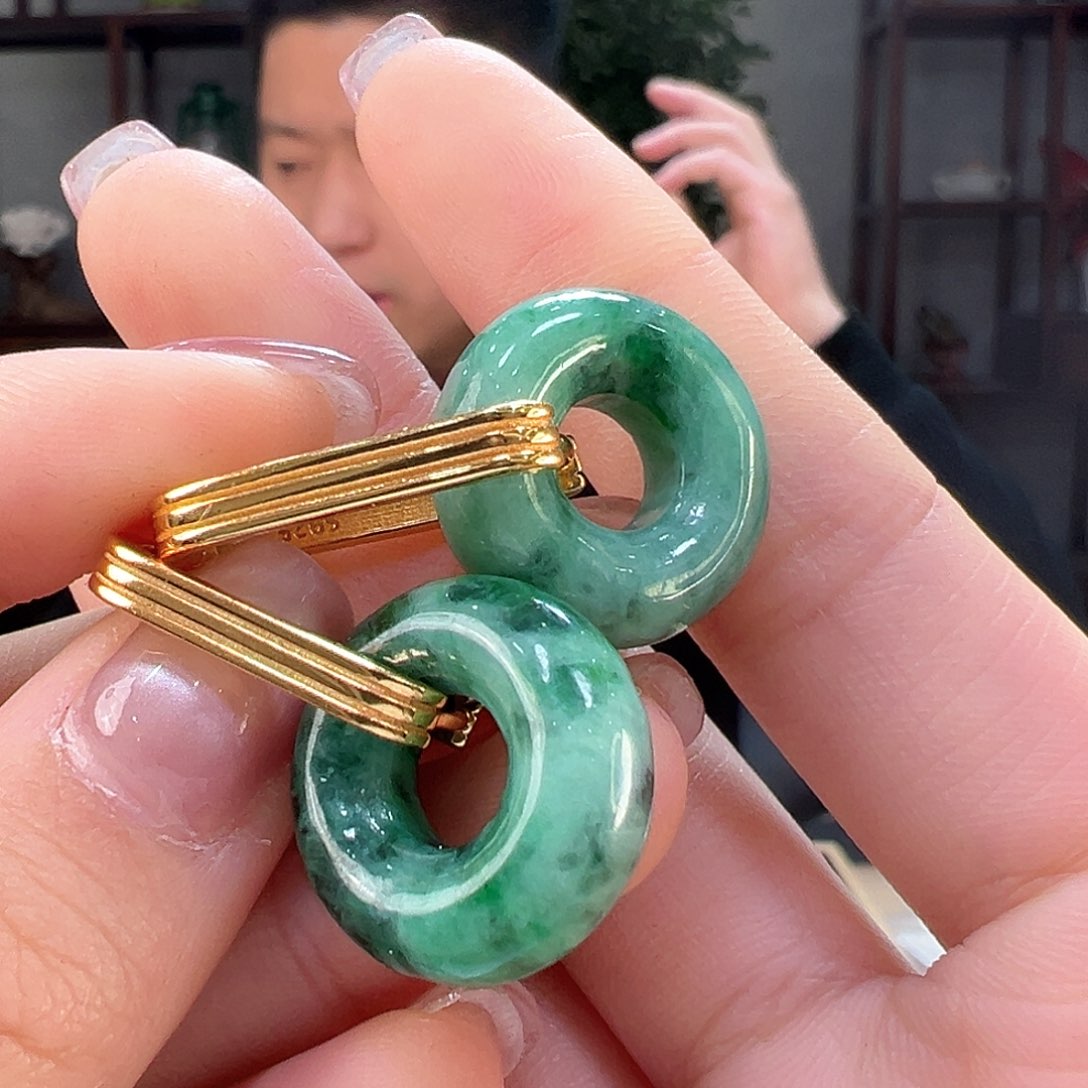 翡翠耳饰银S925镶嵌耳环4