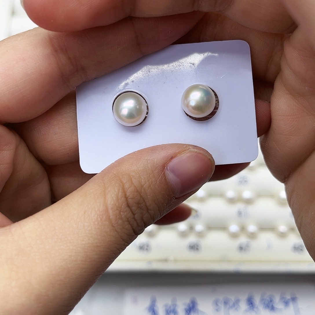 淡水珍珠耳饰银S925镶嵌麦*