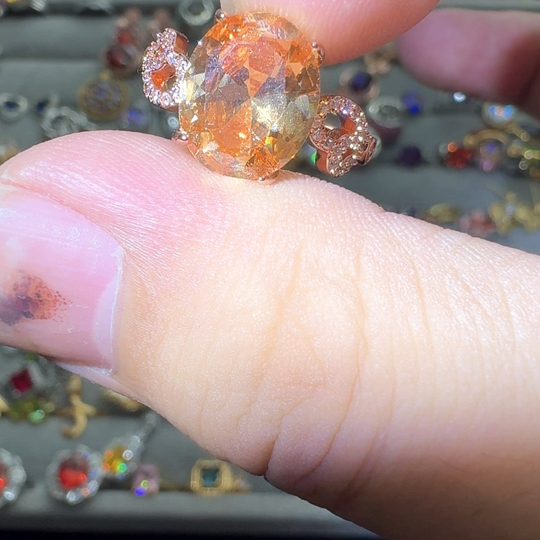 托帕石戒指银S925镶嵌