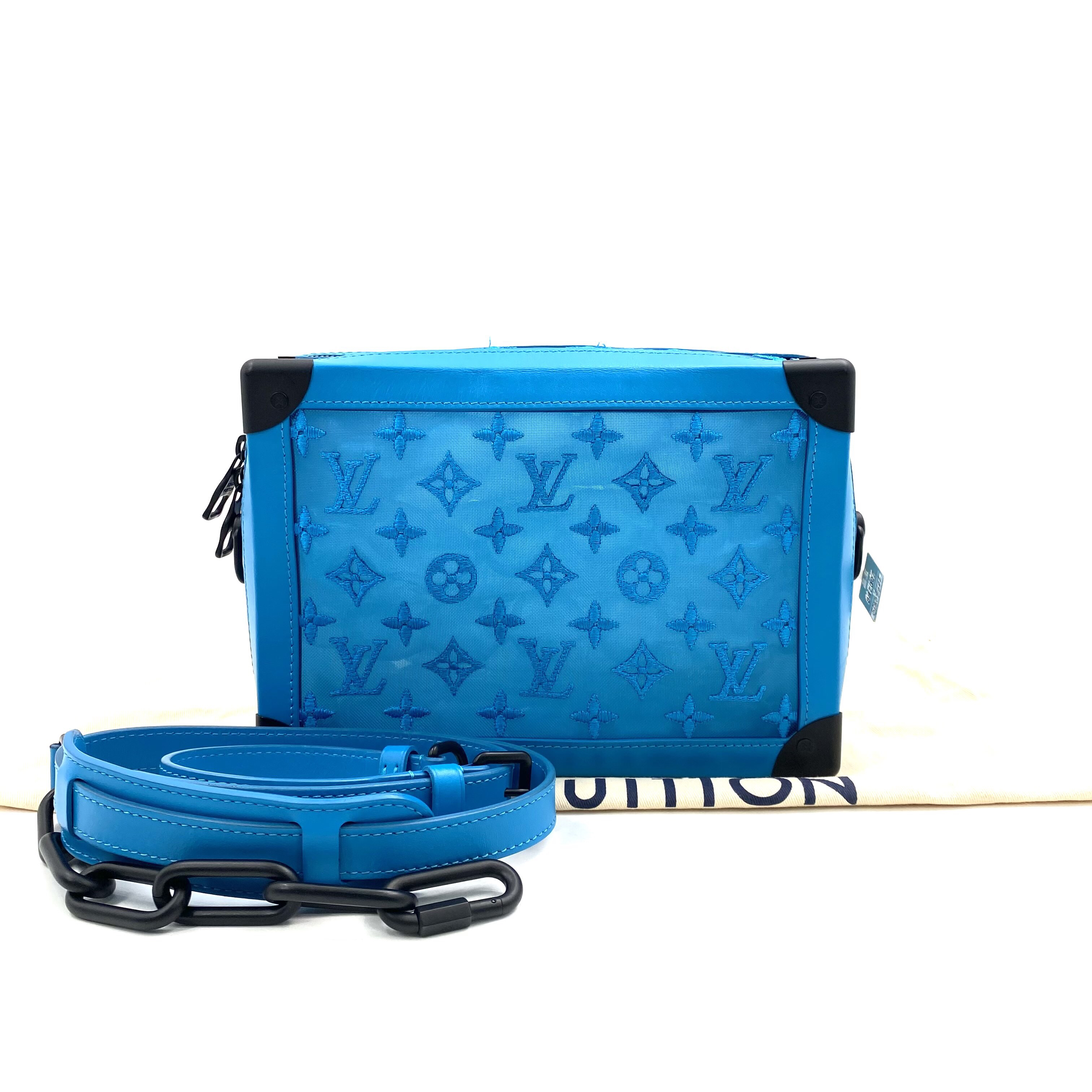 95新 LouisVuitton/路易威登 蓝色镂空刺绣soft trunk斜挎包25/18