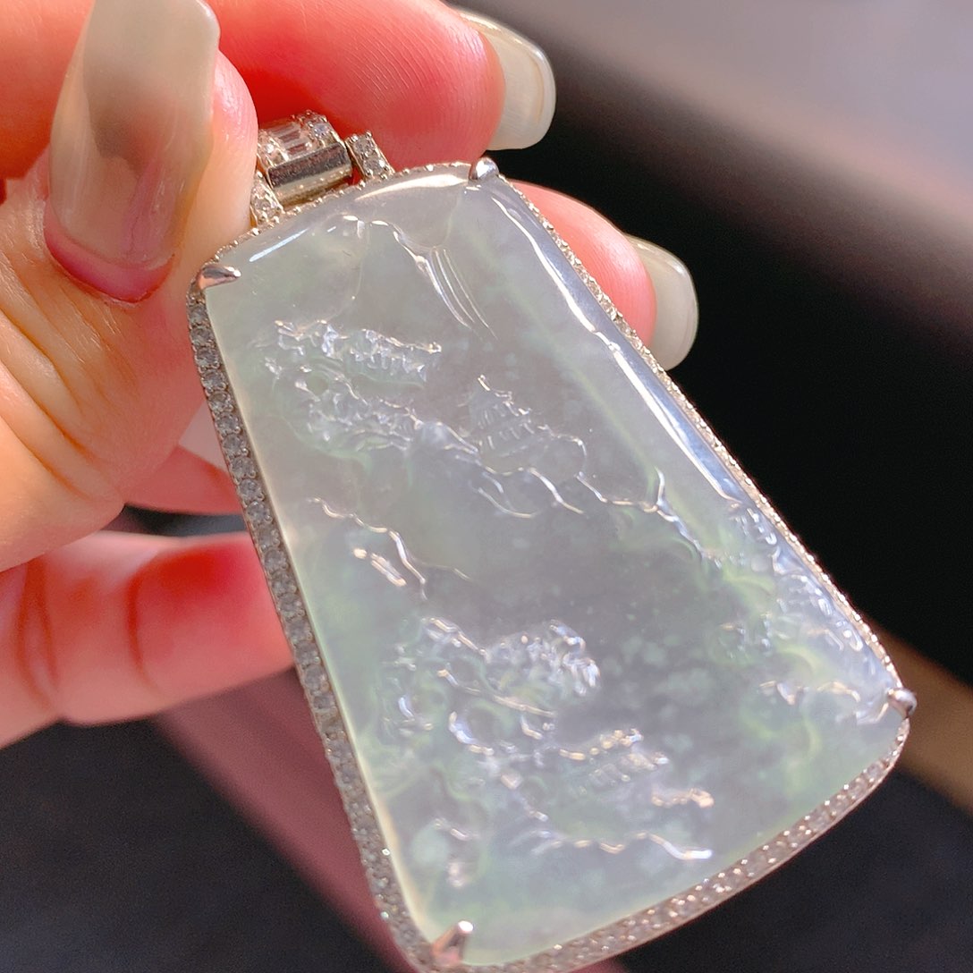 翡翠颈饰银S925镶嵌翡翠