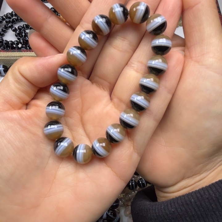 浪***涛玛瑙/玉髓未镶嵌手链