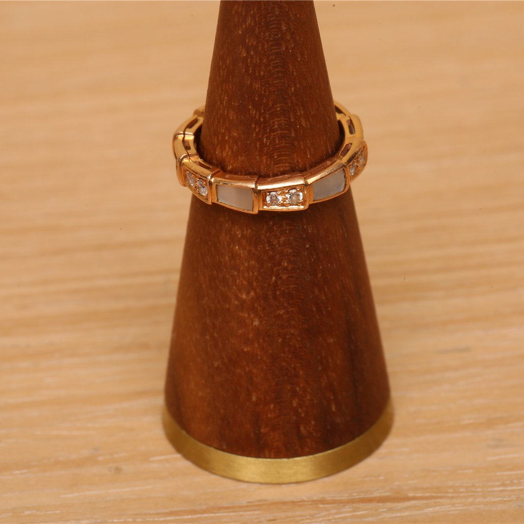 95新 BVLGARI/宝格丽 【双双】蛇戒 单排钻戒指 钻石/18K玫瑰金/