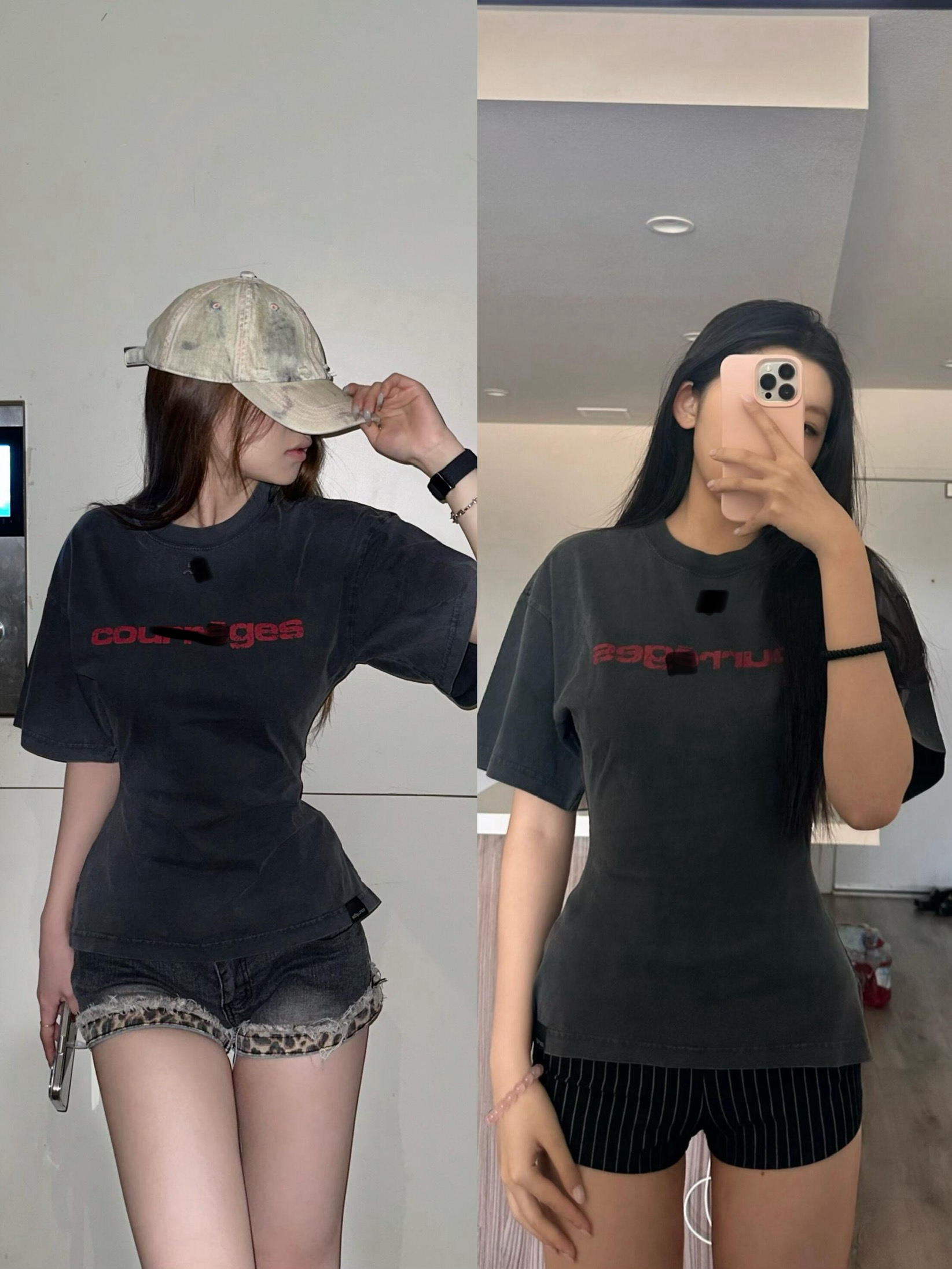 【琦GG】2025jennie同款做旧刺绣收腰显瘦短袖