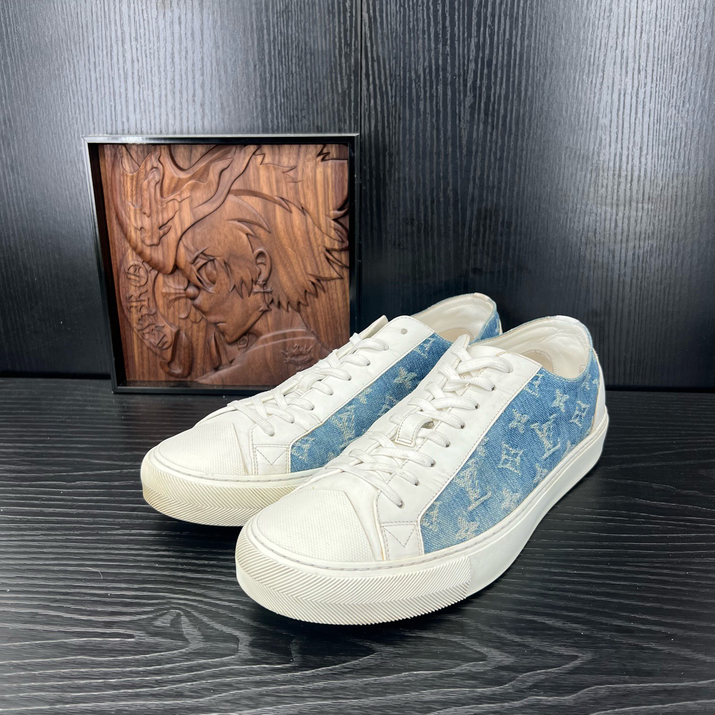 95新 LouisVuitton/路易威登 44码白蓝老花二手男鞋CH23705