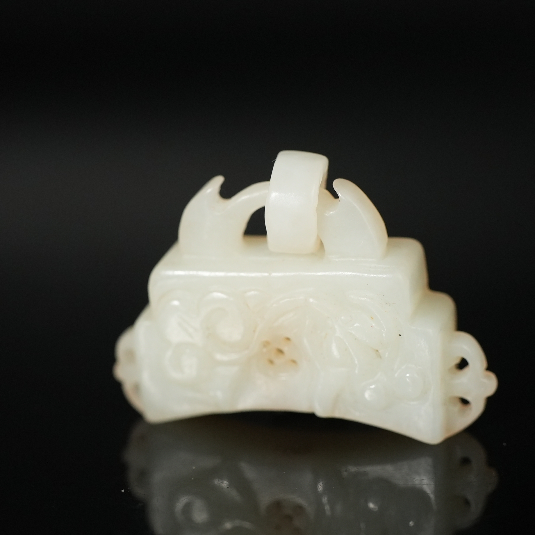 小年份和田白玉富贵如意锁ACZL250626104