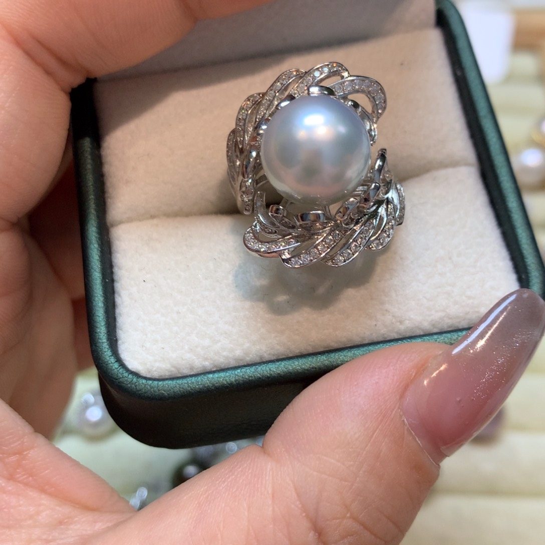 海水珍珠戒指银S925镶嵌