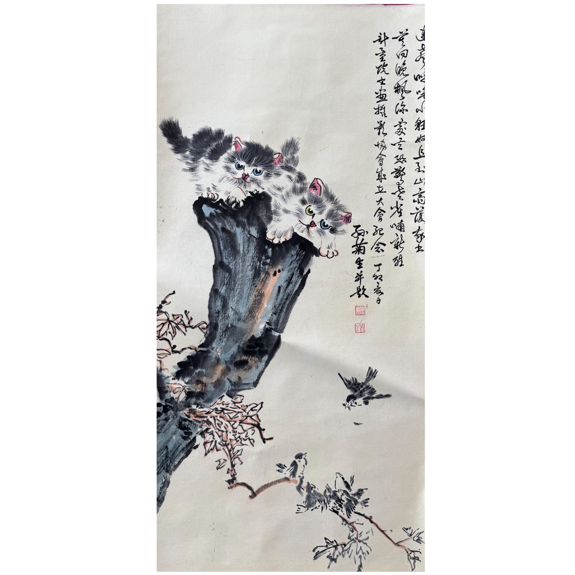 孙菊生  款 小猫立轴 100×50约4.5平尺