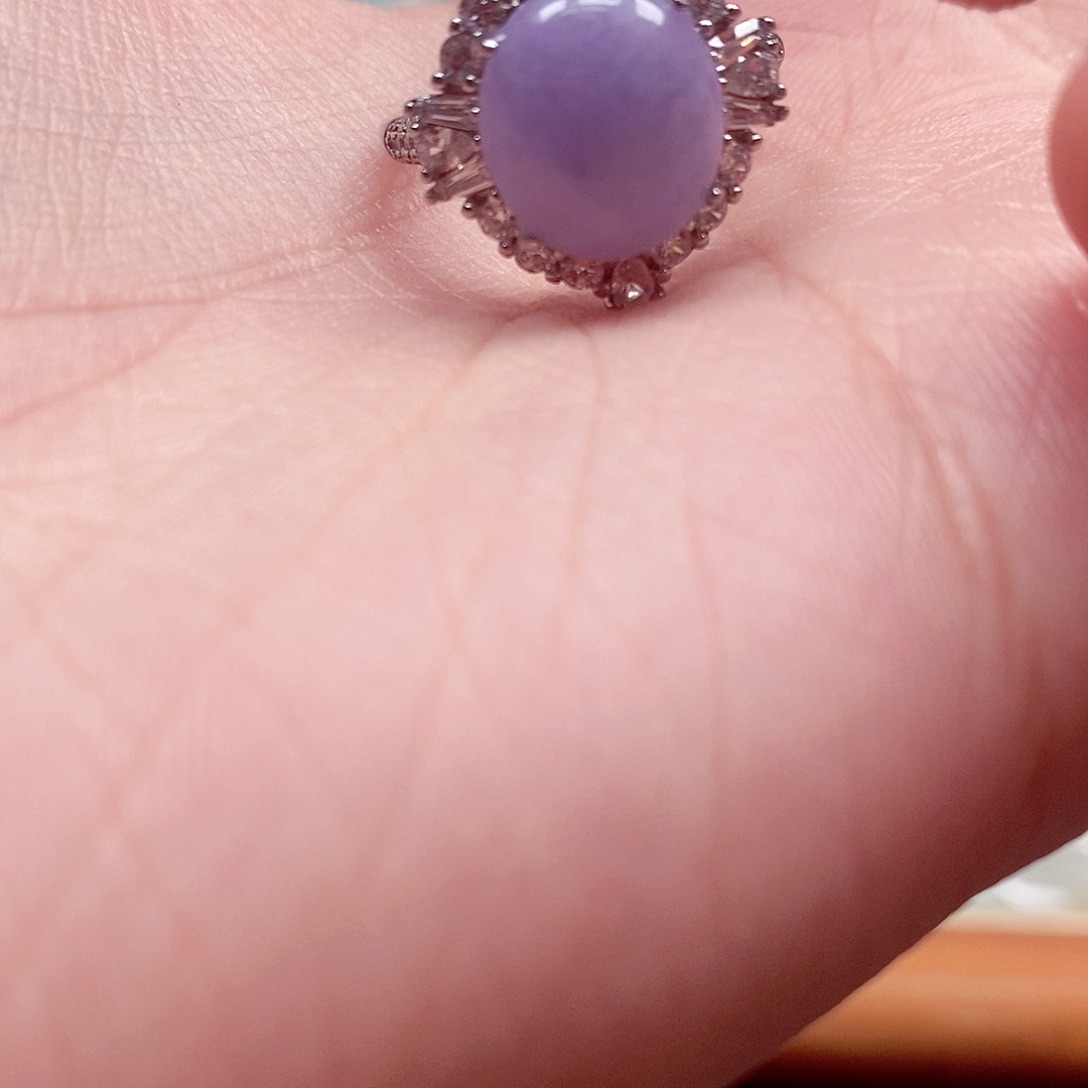 翡翠戒指银S925镶嵌戒指