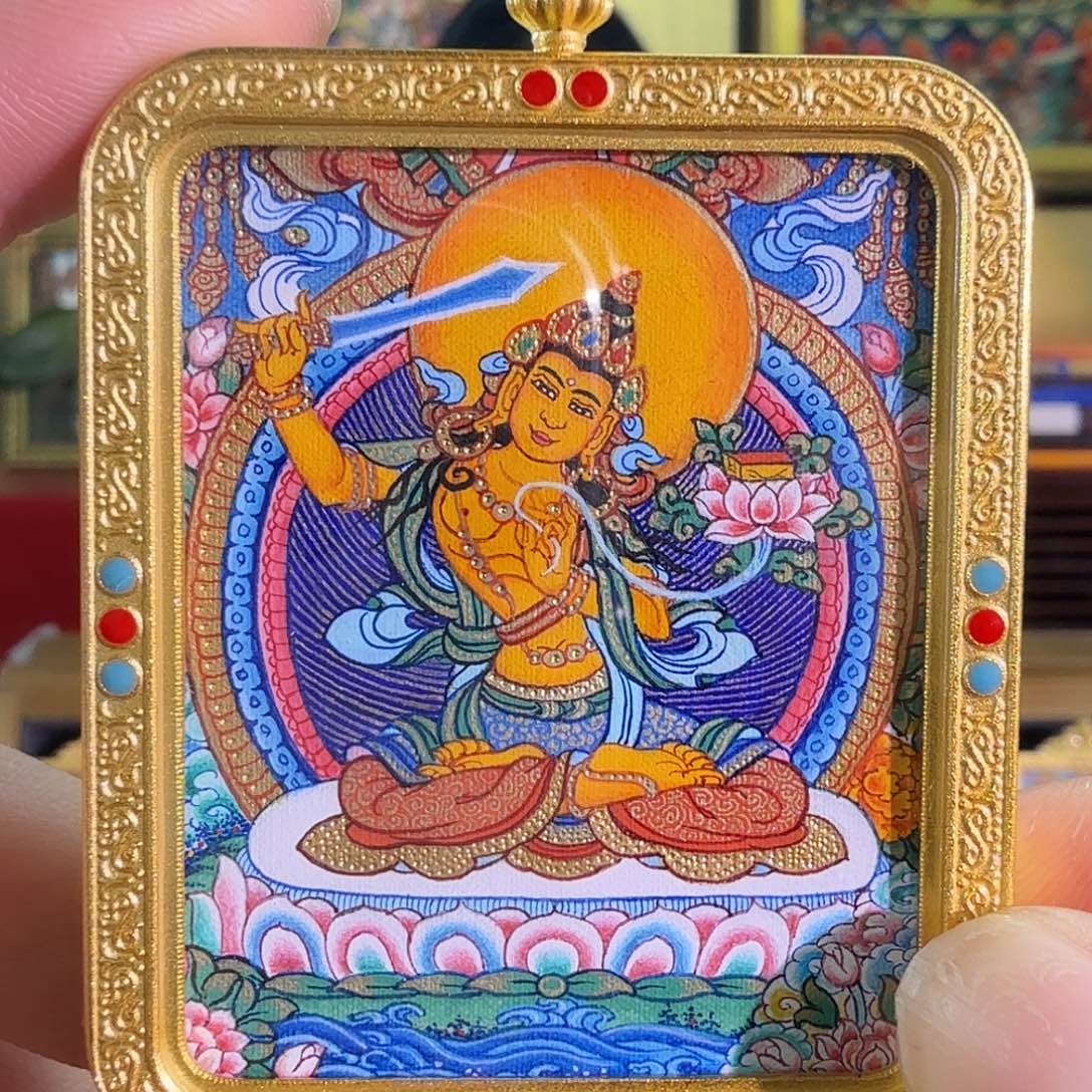 吊坠文殊唐卡久措