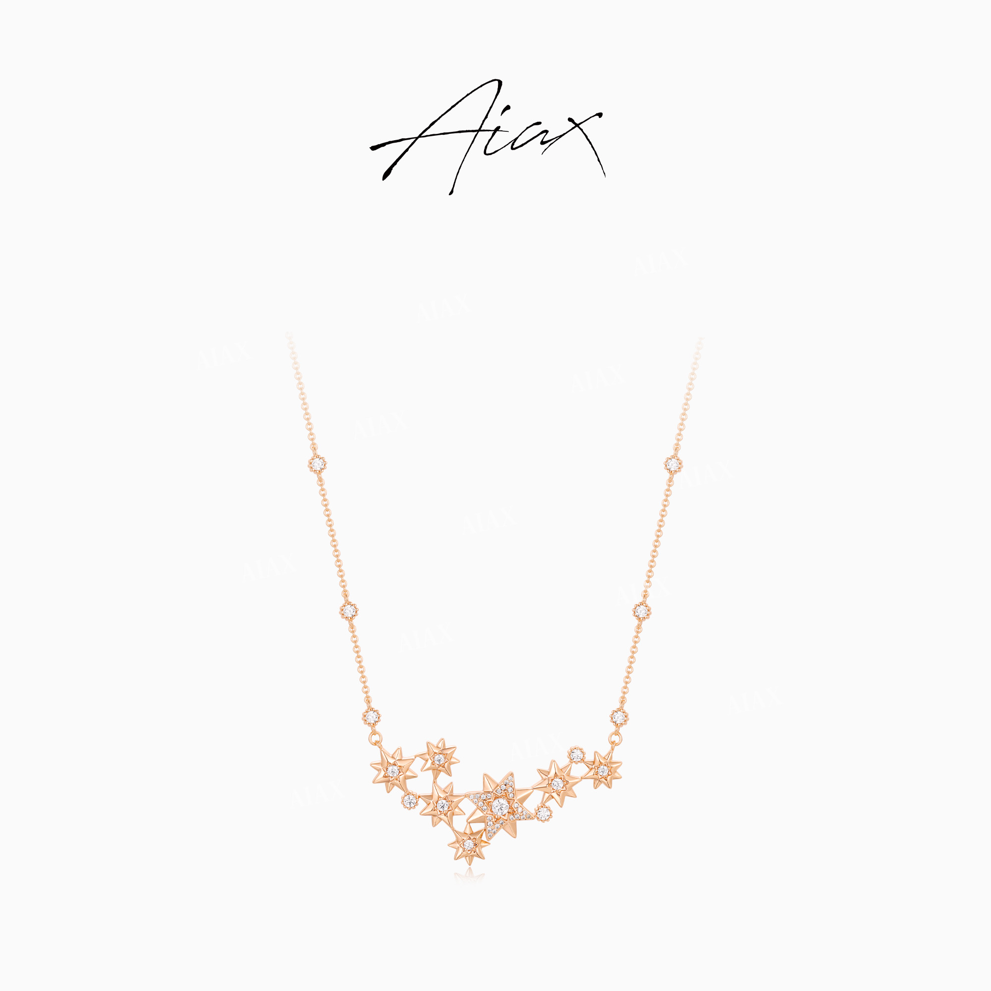 铜合金合成锆石项链 AIAX 时尚百搭八芒星圆形星形项链TSJ7969