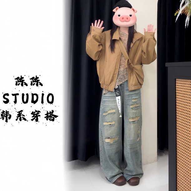 初秋小个子独特超好看小香风黄色飞行机车服皮衣夹克外套女春秋季
