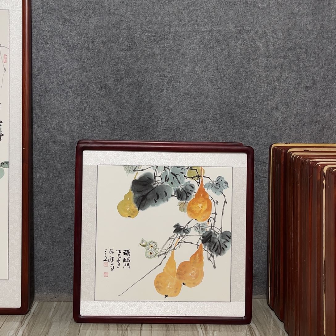 国画书画作品带框63×63