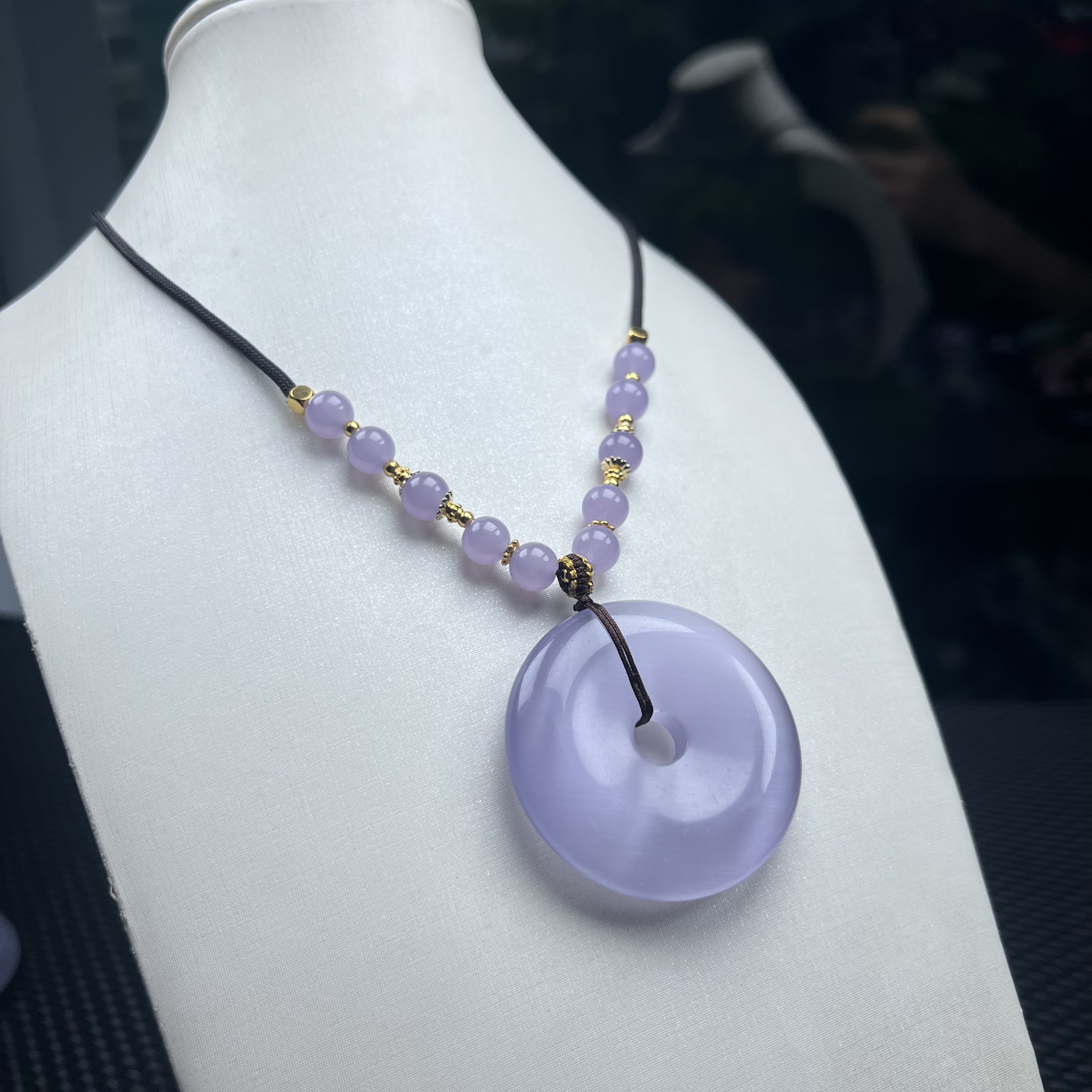 B960精品紫猫眼平安扣国风款式吊坠