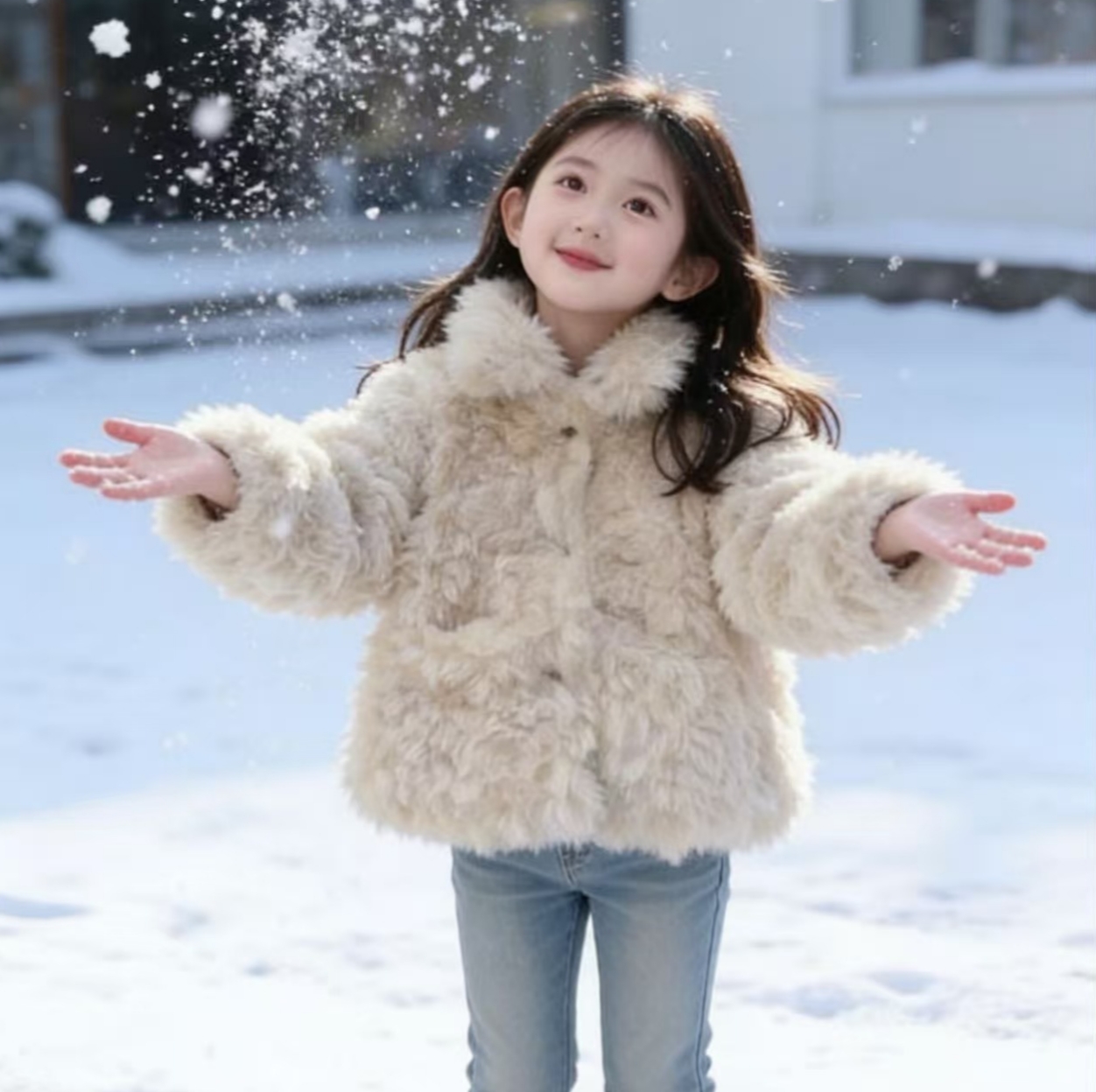 女童毛毛衣外套软软糯糯2025冬季新款儿童韩版加绒加厚上衣洋气