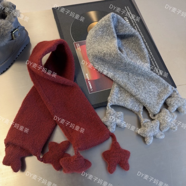 MZ.新年围巾-儿童年款搭配五角星纯色新年围巾156