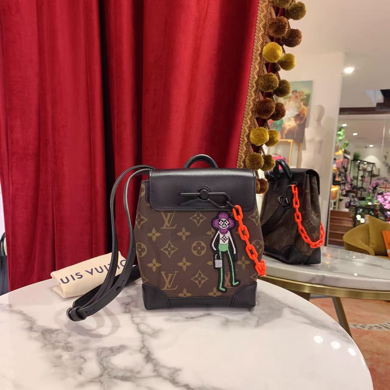 95新 LouisVuitton/路易威登 GGSsteamer mini芯片款单肩55890073