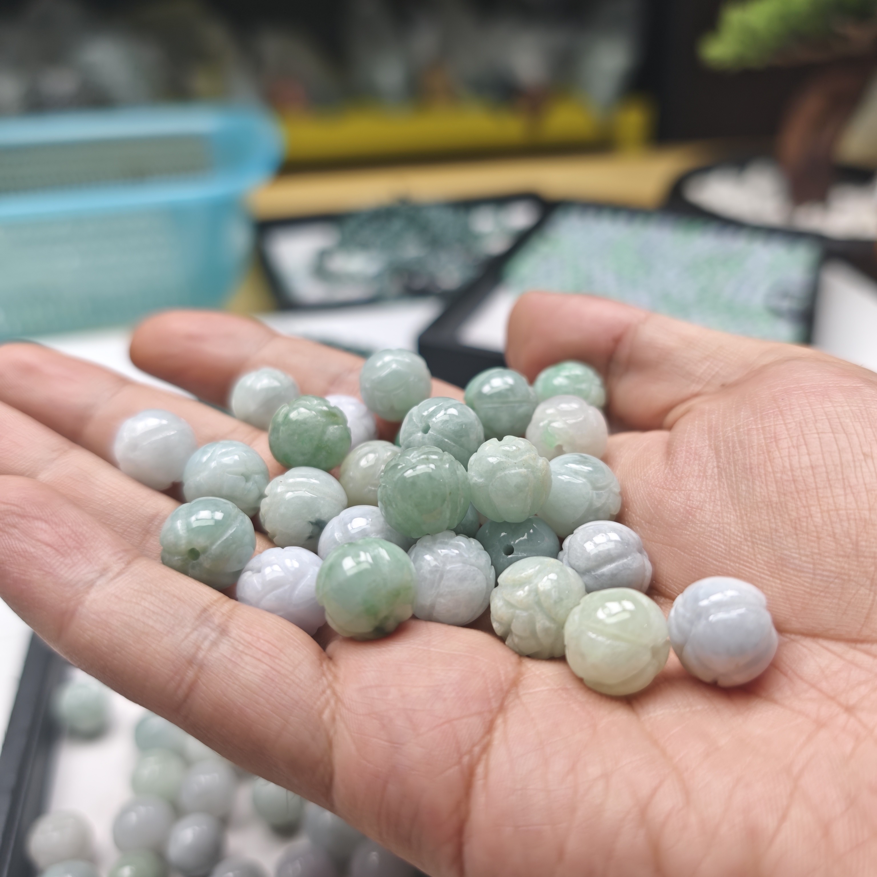 9号天然缅甸翡翠A货20颗卡13左右莲花珠散珠配饰时尚百搭精工雕