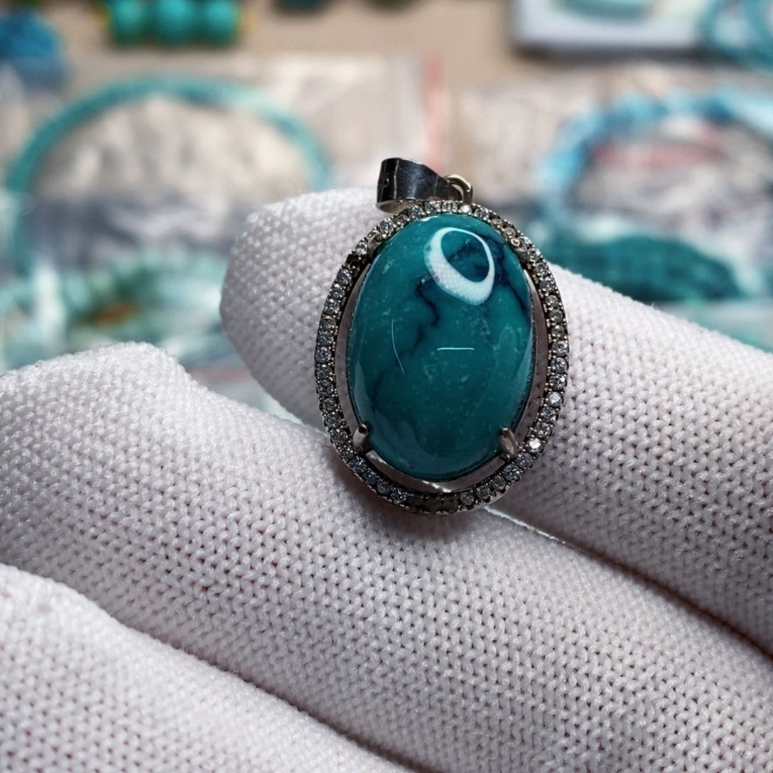 绿松石银S925镶嵌珠宝奇石