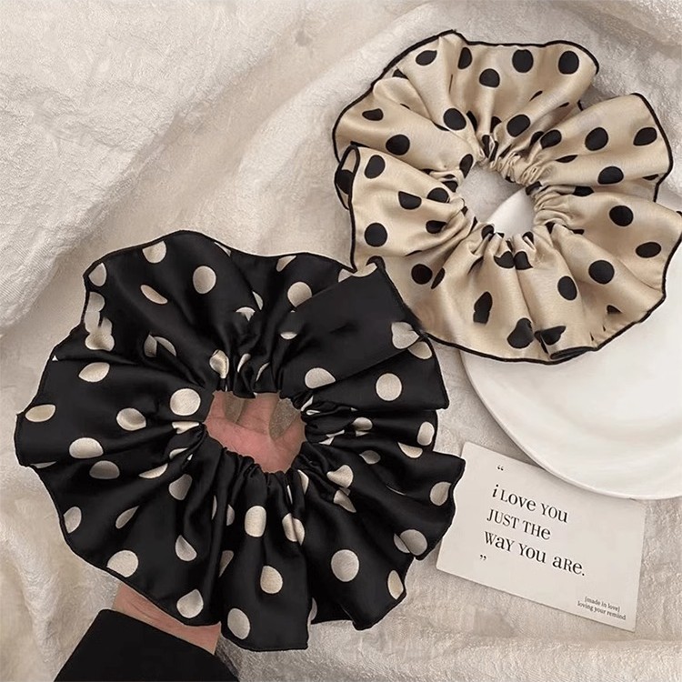 复古优雅波点大肠圈发圈气质百搭经典发绳大号皮筋发饰头绳头饰女