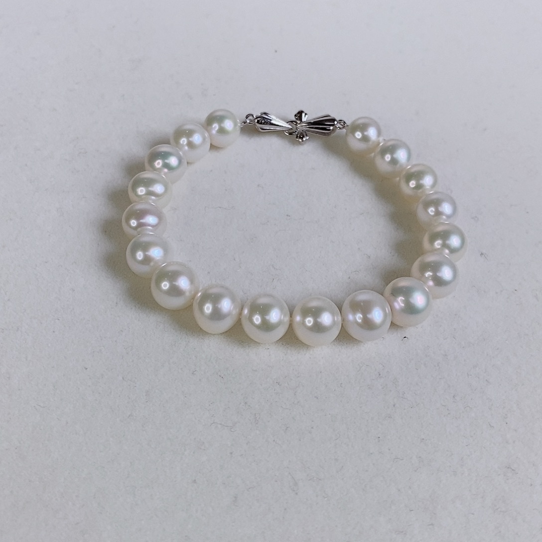 淡水珍珠手链银S925镶嵌8.5-9.5