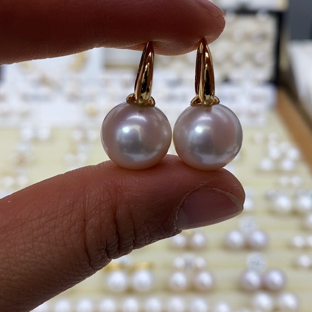 淡水珍珠耳饰18K金镶嵌