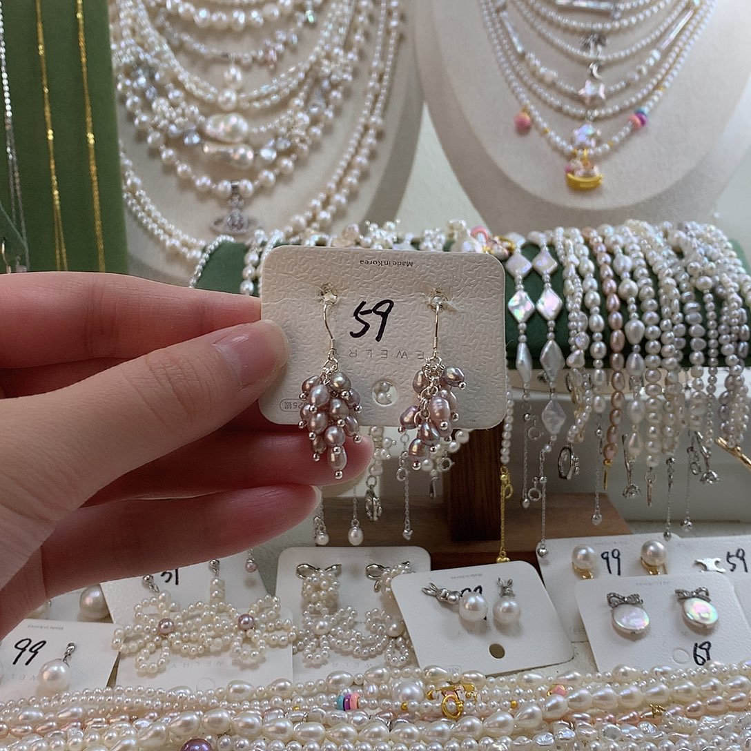 淡水珍珠银S925镶嵌耳饰