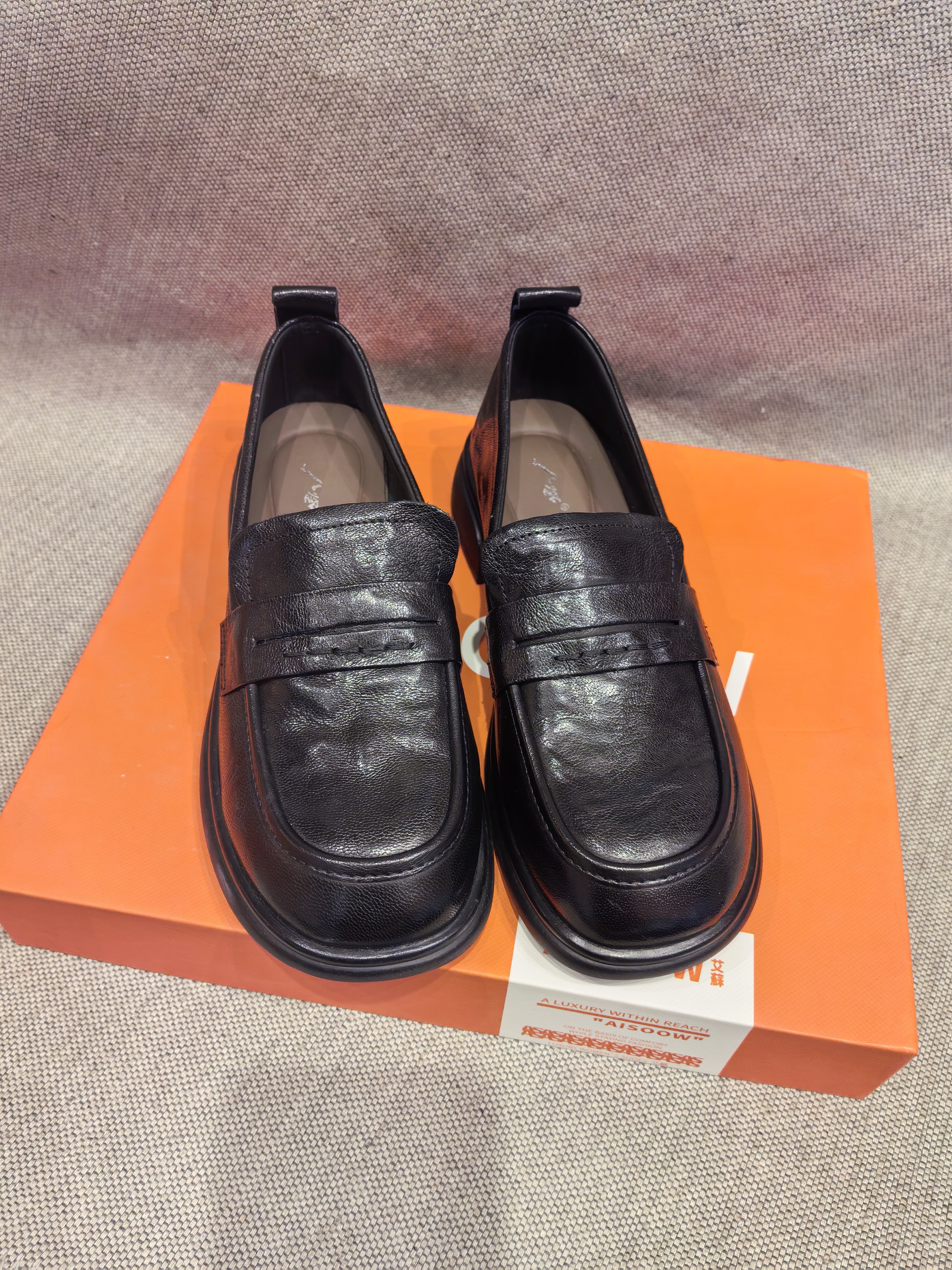 黑色复古一脚蹬舒适乐福鞋豆豆鞋软底