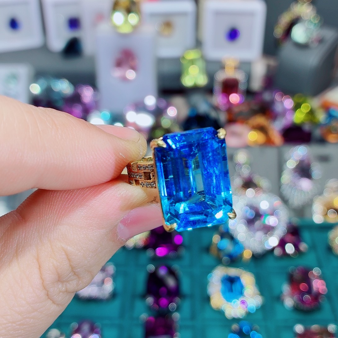 托帕石银S925镶嵌戒指